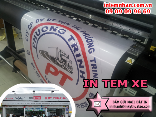 Bấm gửi mail đặt in tem xe tại Cty TNHH In Kỹ Thuật Số - Digital Printing